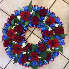 Ribbon edge all over flower wreath 