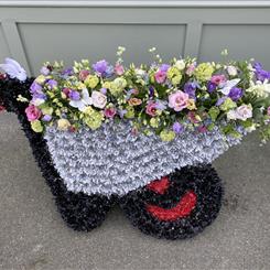 Flower Wheelbarrow Funeral Tribute 