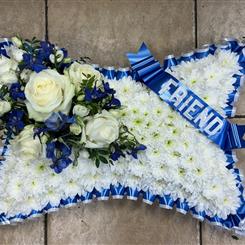 Blue and white pillow