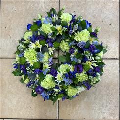 Purple and lime and white wreath